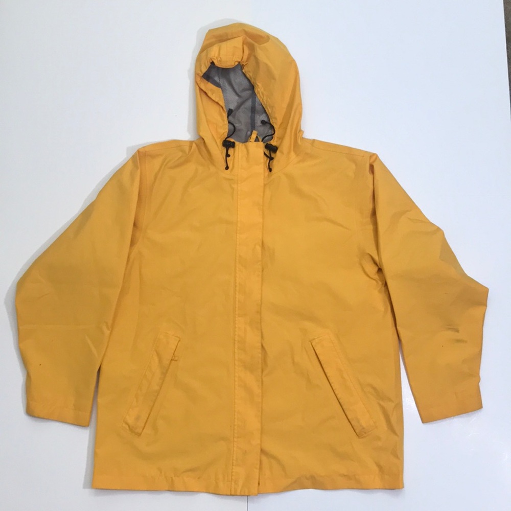 LANDS’ END Women’s Sz L (14-16) Yellow Rain Jacket